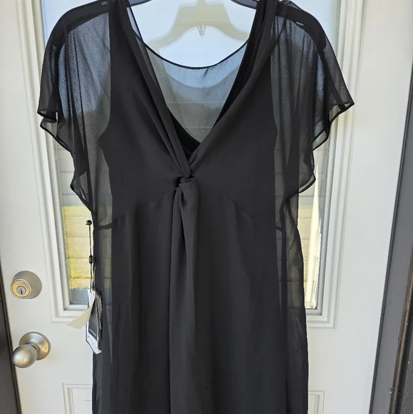 Adrianna Papell Women Black Chiffon Overlay Cocktail Dress XS Sheer NWT - Picture 13 of 13